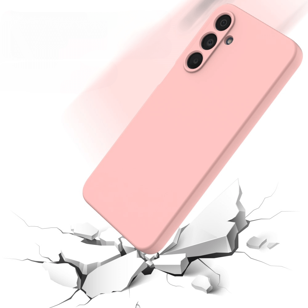 Die Cover-Discount Galaxy A16 - Silikon Gummi Hülle mit Riemen schützt Ihr Handy zuverlässig vor Stößen, wie beim Fall auf eine rissige Oberfläche gezeigt.