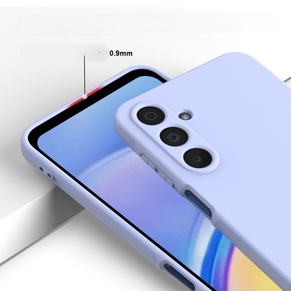 Die Cover-Discount Galaxy A16 - Silikon Gummi Hülle mit Riemen in Helllila zeigt 0,9mm erhöhte Kanten zum Schutz des Displays.