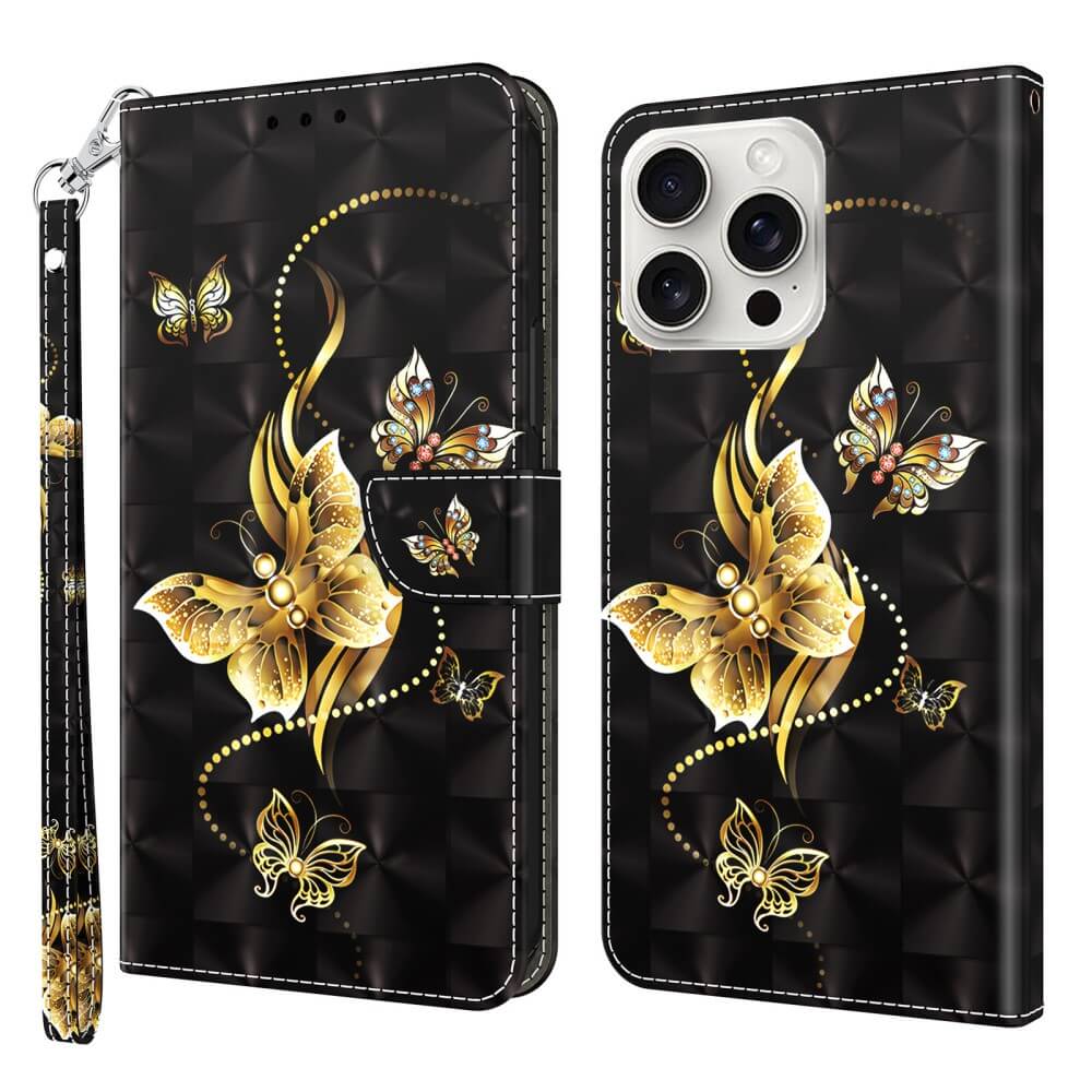 iPhone 16 Pro Max - Wallet Case Glitter Effect