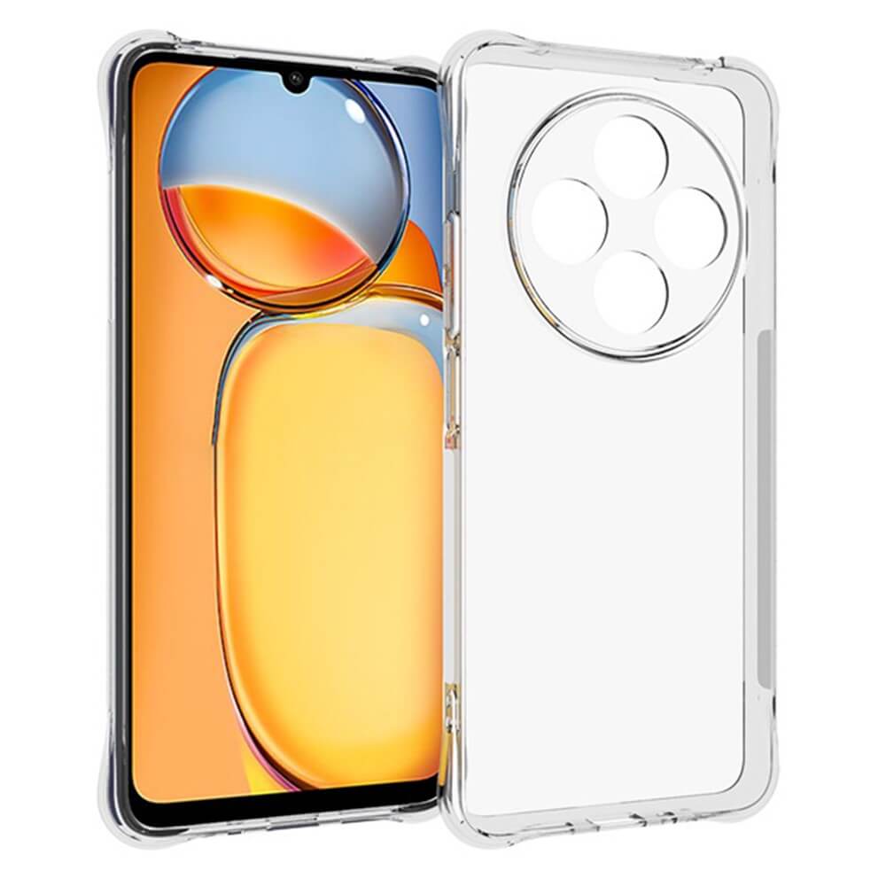 Das Cover-Discount Drop Protection Silikon Case für Xiaomi Redmi 14C / Poco C75 wird neben dem Gerät mit seinem lebendigen Display angezeigt und bietet große Kameraaussparungen und zuverlässigen Fallschutz.