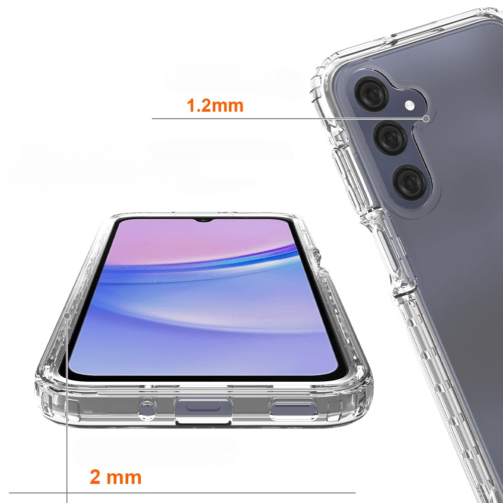 Die Cover-Discount Galaxy A16 Stossfeste Hybrid-Handyhülle bietet mit 1,2 mm erhöhten Kanten und 2 mm Bodenstärke optimalen Schutz für Ihr Smartphone.