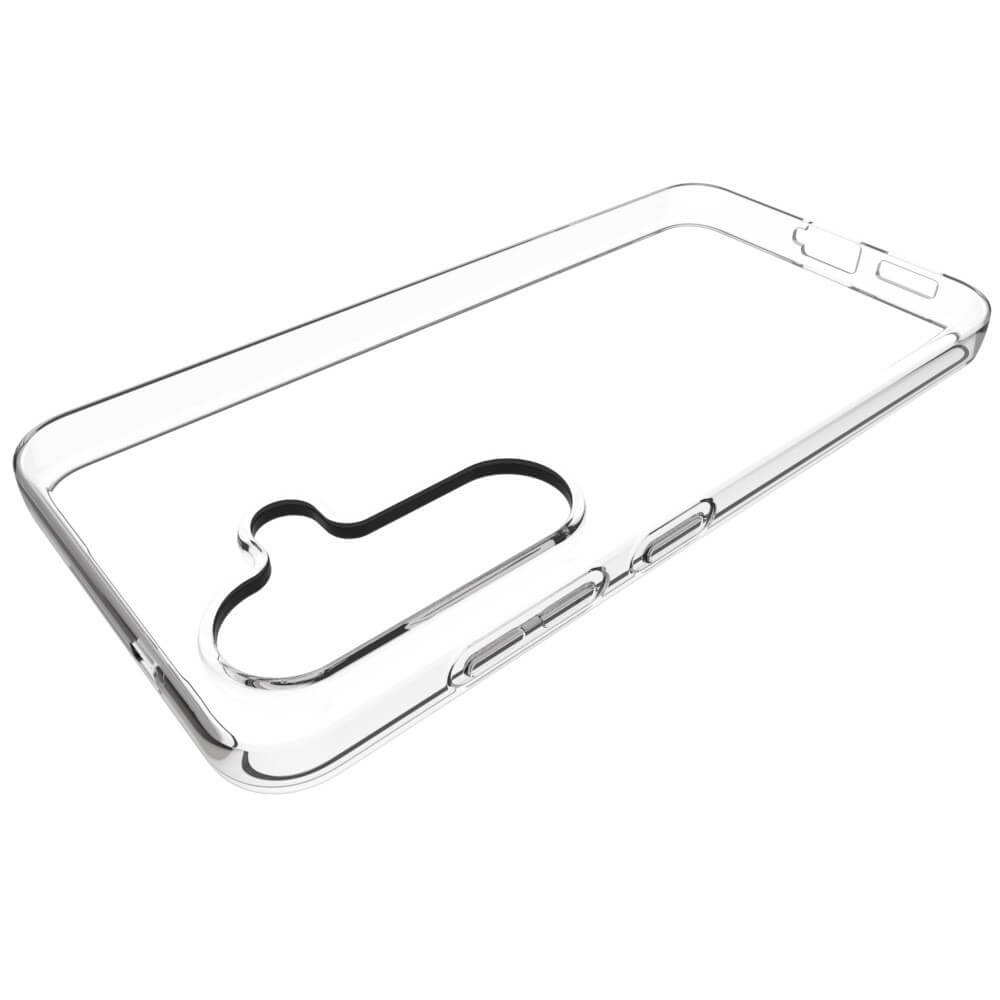 Das transparente Galaxy S25 - Silikon Gummi Case von Cover-Discount bietet präzise Aussparungen für Kamera, Tasten und Anschlüsse sowie Antifingerprint-Schutz, auf weißem Hintergrund abgebildet.