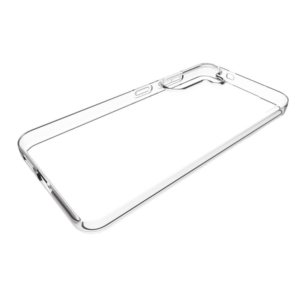 Das transparente Silikon Gummi Case „Galaxy S25 - Silikon Gummi Case transparent“ von Cover-Discount bietet Antifingerprint-Schutz sowie präzise Aussparungen für Tasten und Kamera, abgebildet auf weißem Hintergrund.