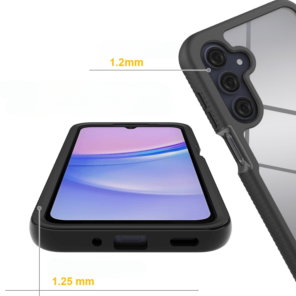 Die Cover-Discount Galaxy A16 – Full Protection Schutzhülle verfügt über 1,2 mm/1,25 mm erhöhte Kanten zum Schutz von Kamera und Bildschirm, einen schwarzen Rand, kristallklares Design und hybriden Rundumschutz für Ihr Gerät.