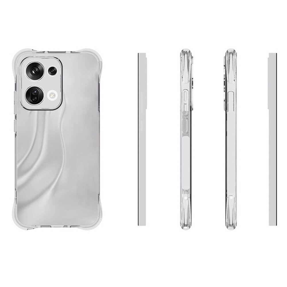 OPPO Reno13 - Silikonhülle mit Fallschutz von Cover-Discount aus weichem TPU, auf der Rückseite und allen Seiten des Telefons vor einem weißen Hintergrund abgebildet für zuverlässigen Fallschutz.