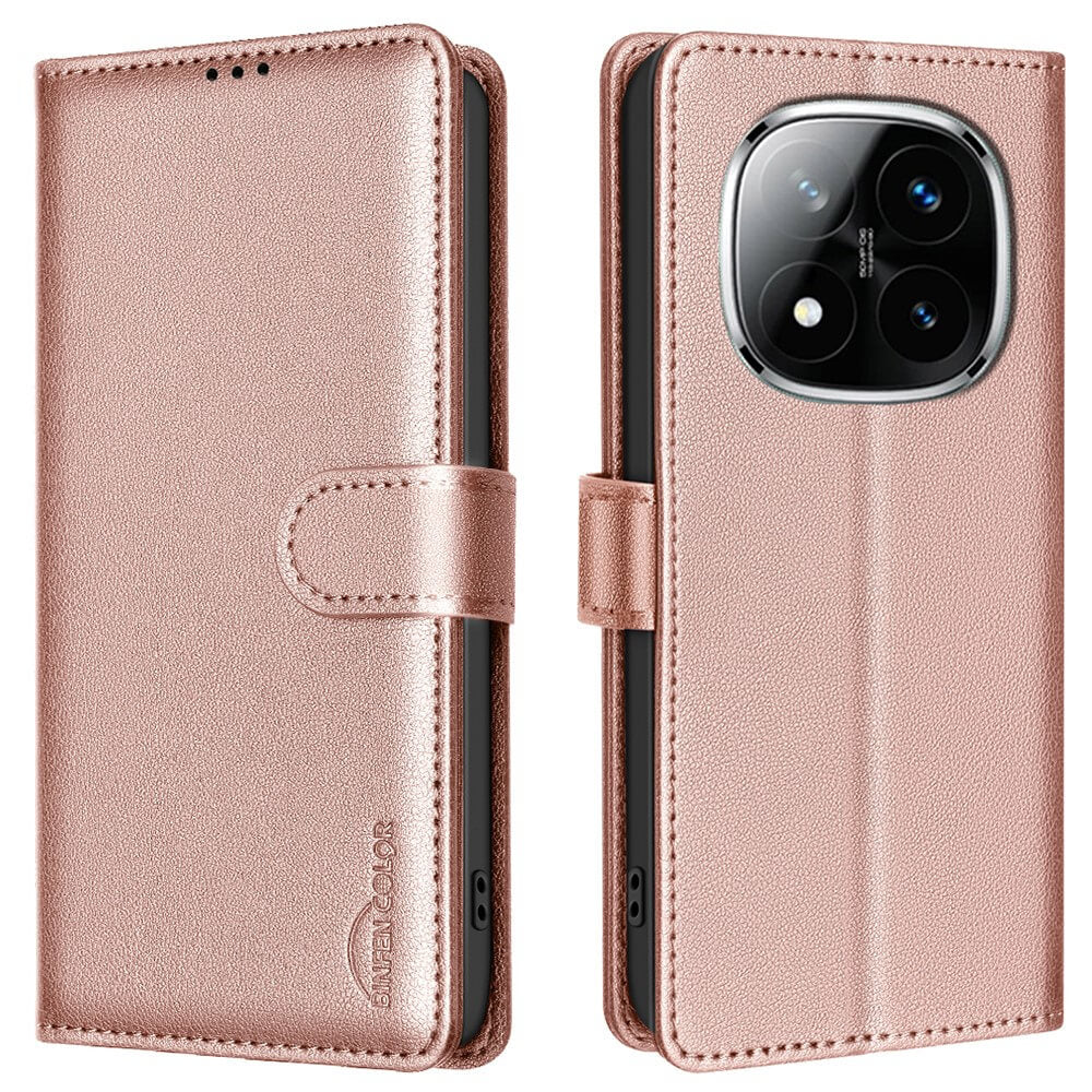 Xiaomi Redmi Note 14 Pro 4G - BINFEN Leder Etui Hülle mit RFID Blocker