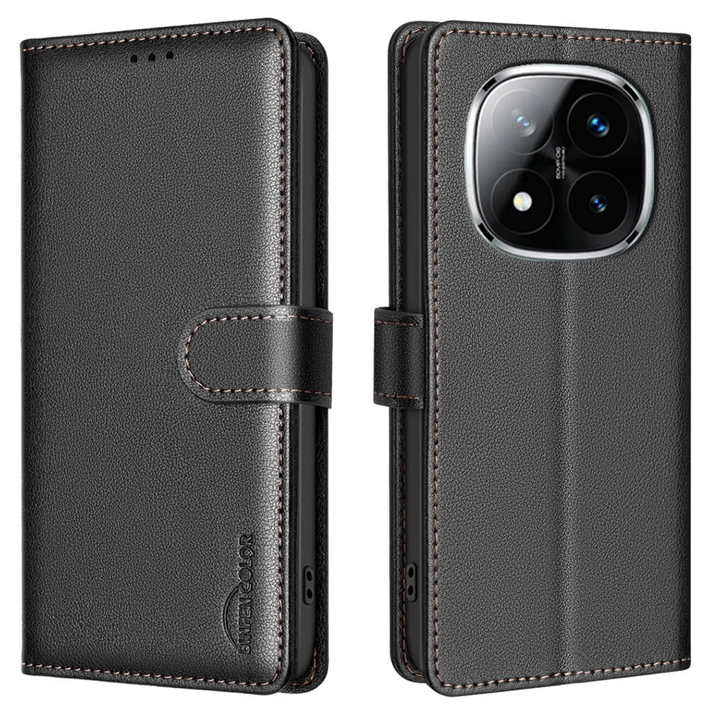 Xiaomi Redmi Note 14 Pro 4G - BINFEN Leder Etui Hülle mit RFID Blocker