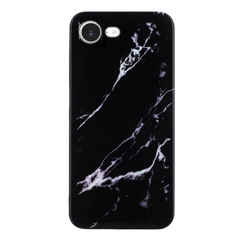 Die Cover-Discount iPhone 16e Silikon Hülle mit Marmor Motiv bietet stylischen Schutz dank auffälligem weißem Marmor-Design auf der Rückseite.