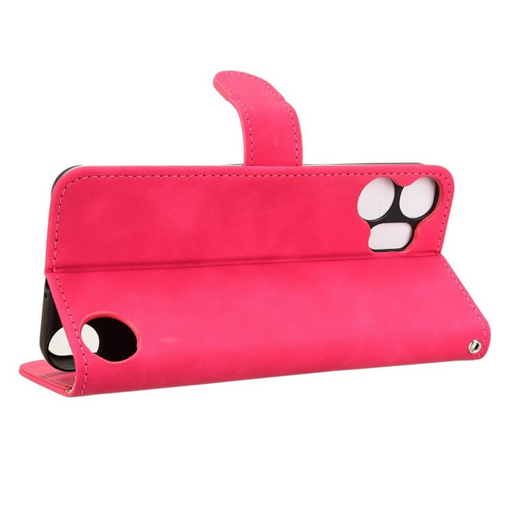 Die Cover-Discount CMF Phone 2 Pro - Solide Leder Etui Hülle in leuchtendem Pink bietet stilvollen Schutz, Kartenfach, praktisches Flip-Cover und ermöglicht die horizontale Standposition für zusätzlichen Komfort.