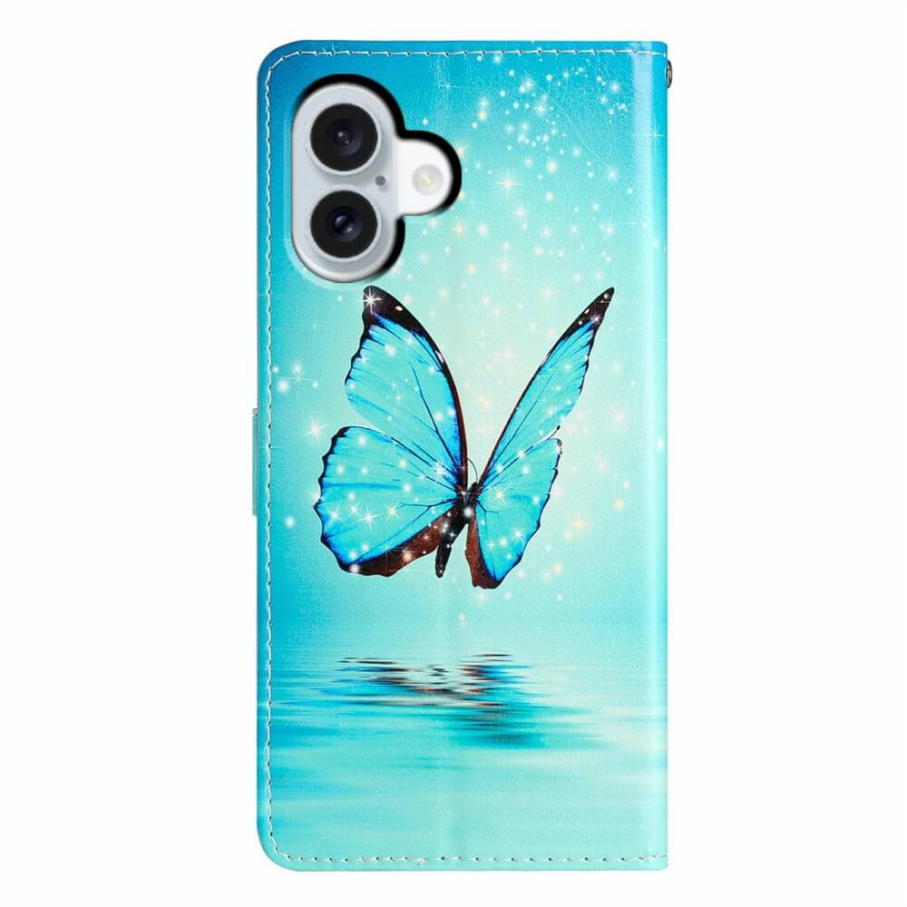 Die Cover-Discount iPhone 17 - Tasche Hülle mit Motiv bietet Rundum-Schutz, funkelnde Lichteffekte und eine spiegelnde Wasseroptik auf türkisfarbenem Hintergrund.