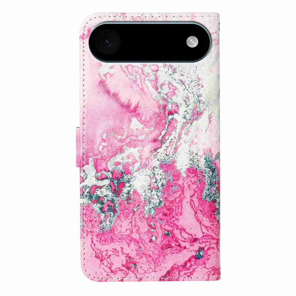 Schützen Sie Ihr iPhone 17 Air mit dem Cover-Discount Etui mit Marble Motiv, das ein stilvolles rosa und weißes Marmor-Design und einen eleganten schwarzen Kameraausschnitt aufweist.