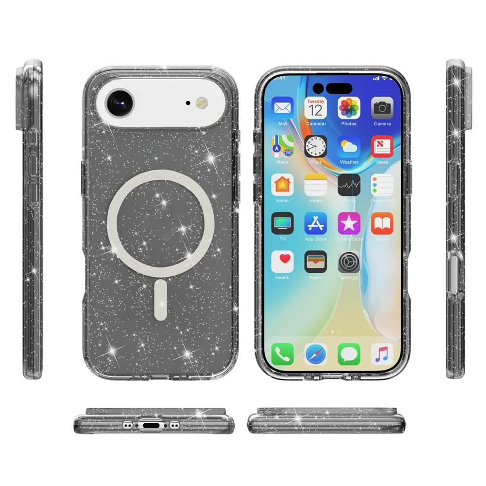 Das iPhone 17 Air - Glitzer Case mit MagSafe von Cover-Discount ist in jedem Winkel ein funkelnder Hingucker und überzeugt durch stilvolles Design auf Vorder- und Rückseite.