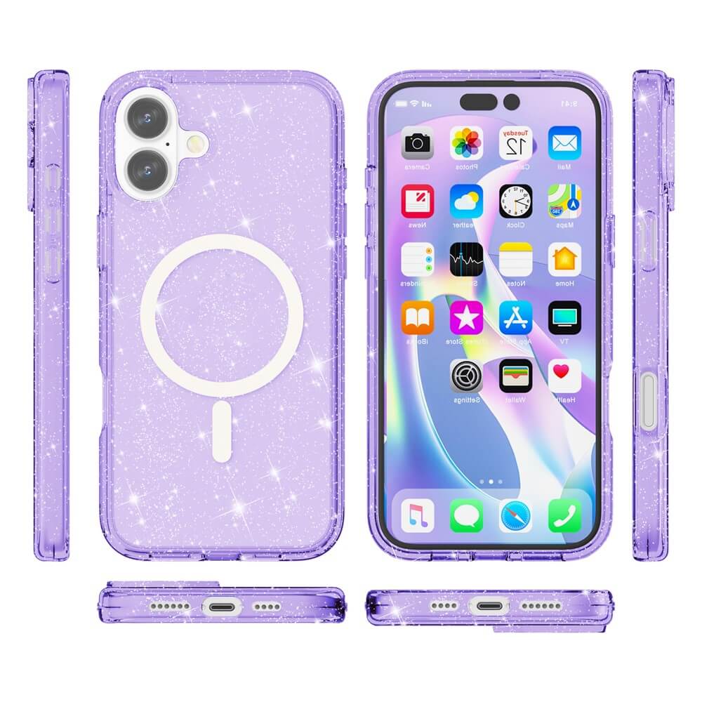 Das Cover-Discount iPhone 17 - Glitzer Case mit MagSafe glänzt funkelnd aus mehreren Blickwinkeln und schützt dein iPhone mit stylischem Design - perfekt für bunte Apps und angesagten Look.