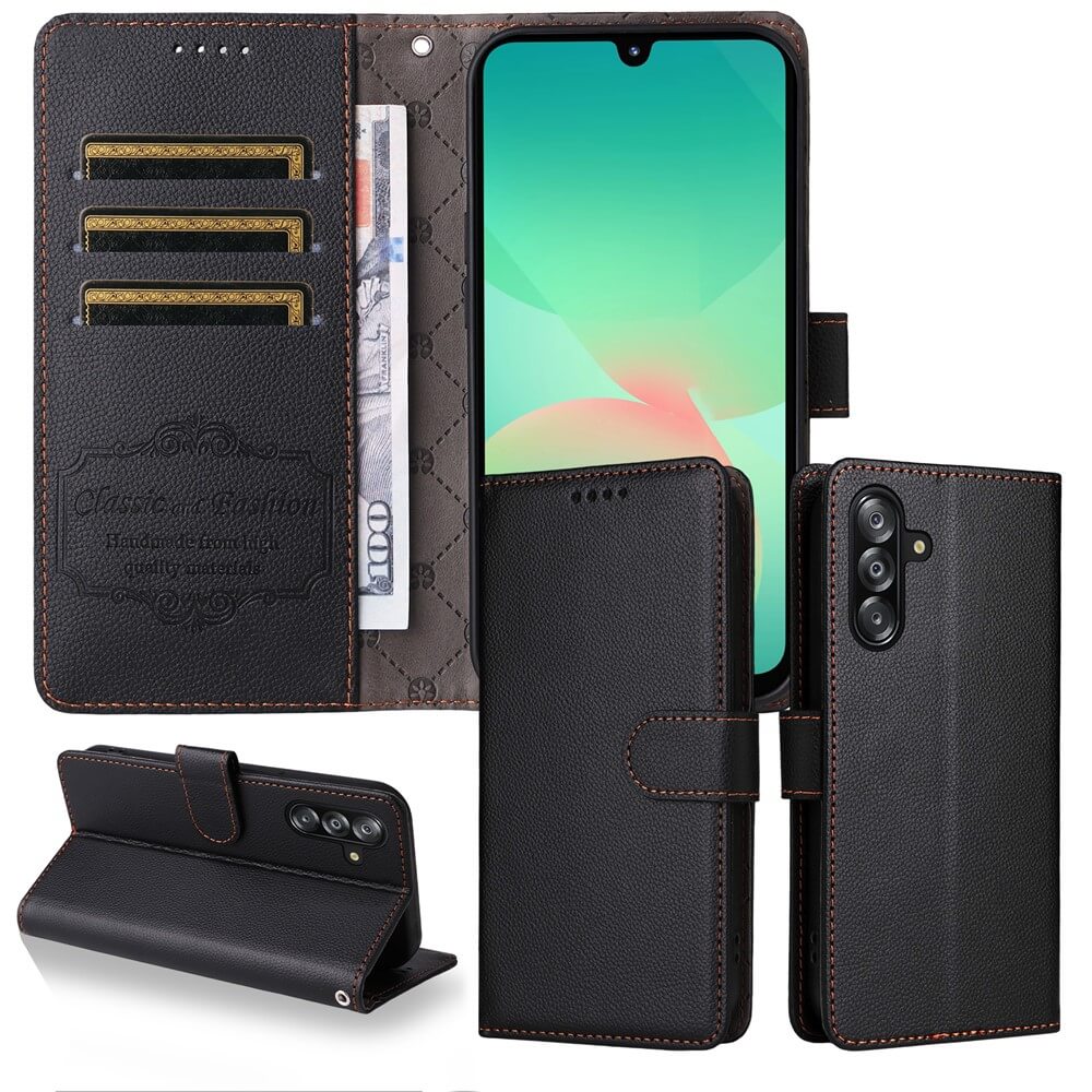 Galaxy A17 / A16 / A26 - Lederoptik-Hülle mit strukturierter Oberfläche