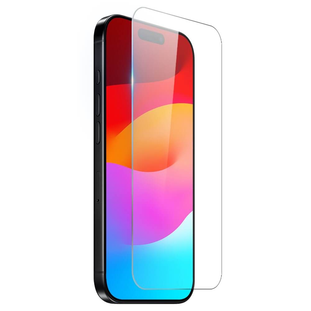 Ein iPhone 17 Pro mit leuchtendem Display sitzt neben einem NORTHJO 3-in-1-Set mit durchsichtiger Handyhülle und Panzergläsern, perfekt ausgerichtet vor ihm.