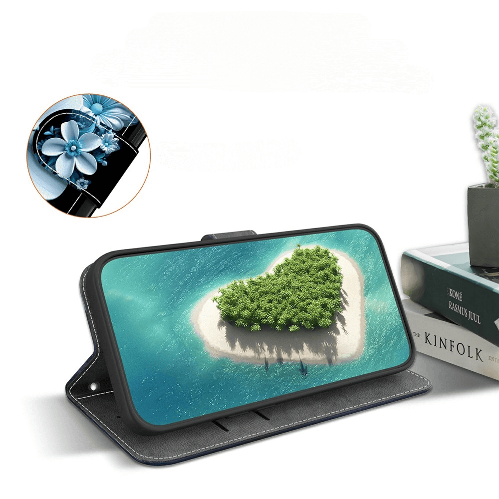 Die Cover-Discount iPhone 17 Pro Handytasche Klapphülle zeigt eine herzige Insel mit Büchern und Pflanze - schützt Ihr Smartphone stilvoll und verleiht ihm einen einzigartigen Look.