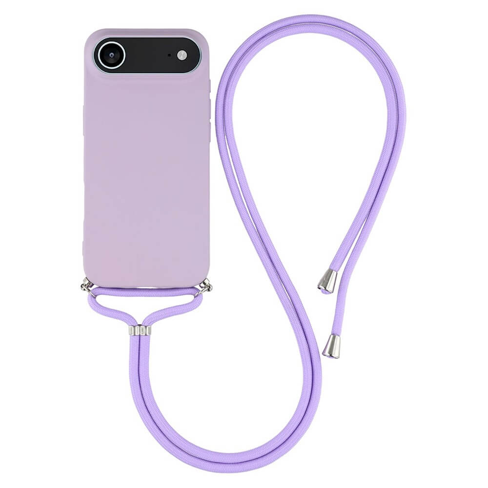 Cover-Discount iPhone 17 Air - Hülle mit Umhängeband in Lavendel, stilvoll präsentiert auf weißem Hintergrund.