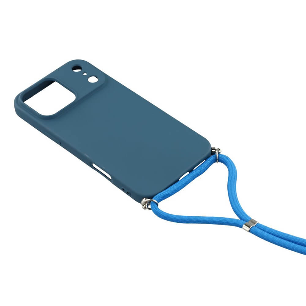 Die iPhone 17 Pro Max - Hülle mit Umhängeband von Cover-Discount aus weichem Silikon schützt stilvoll und ermöglicht bequemes, freihändiges Tragen.