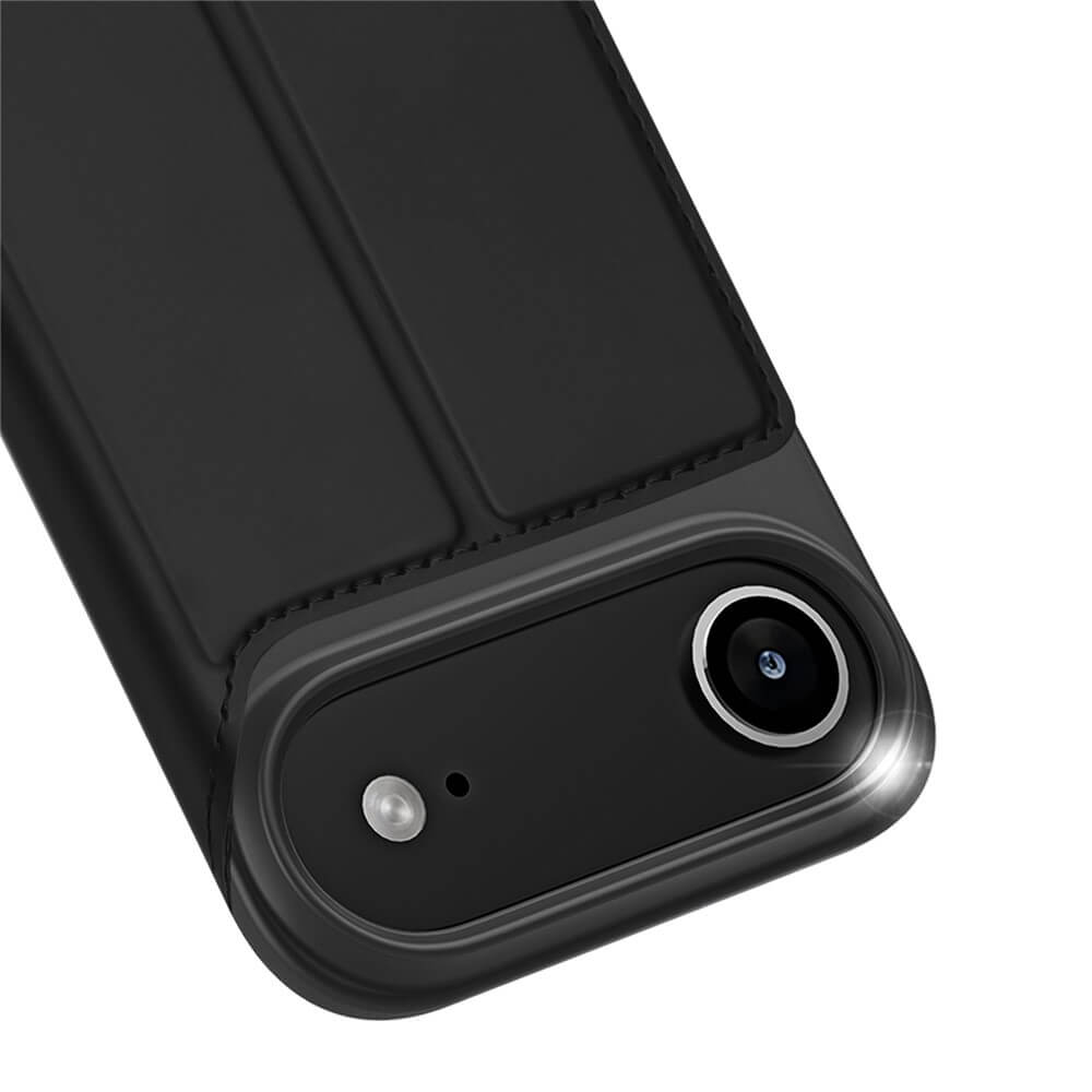 Nahaufnahme der iPhone 17 Air Kamera und des Blitzes, geschützt durch das Dux Ducis Skin Pro Flip Case von Dux Ducis.