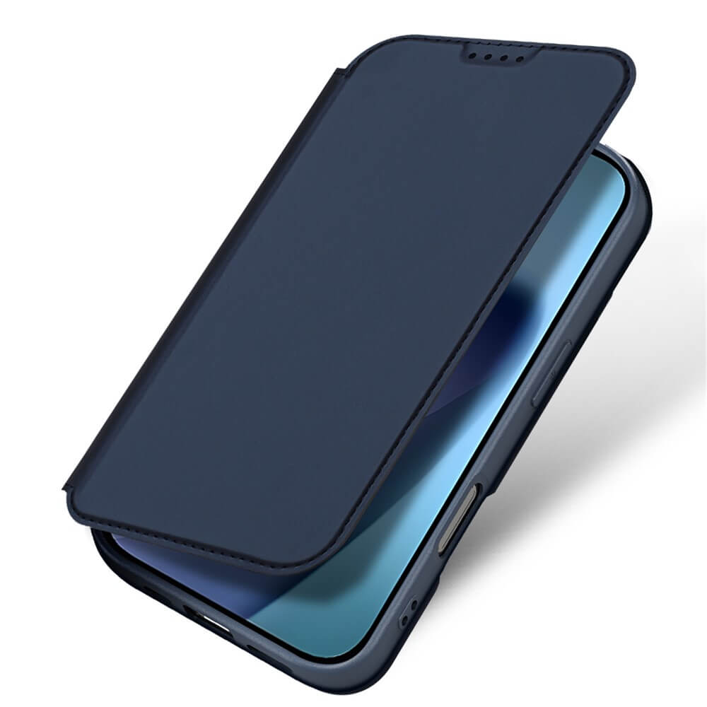 Schützen Sie Ihr iPhone 17 mit dem Dux Ducis Skin Pro Flip Case in blau-stilvollem, teilweise offenem Design von Dux Ducis. Perfekt als iPhone 17 Hülle!.