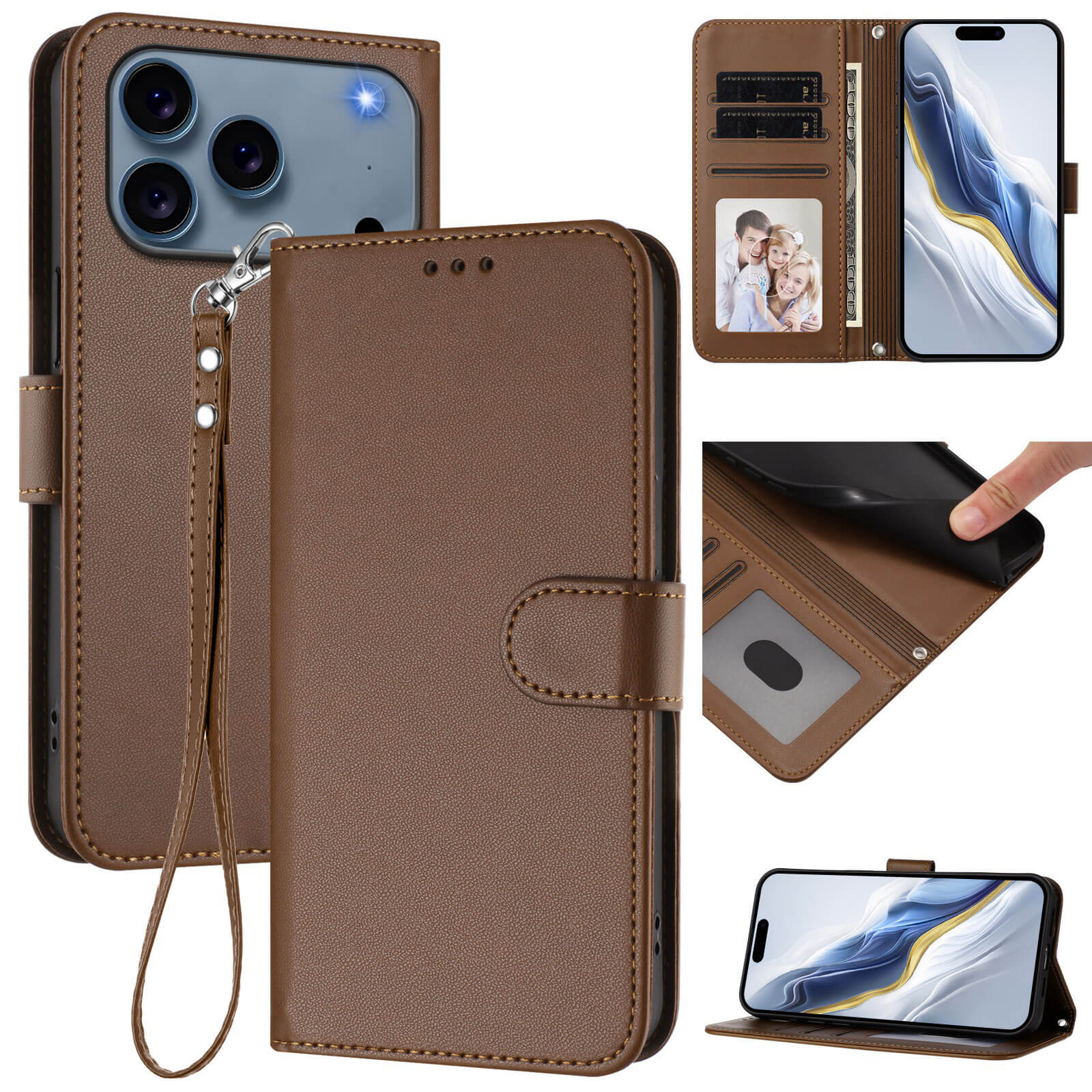 Das Cover-Discount iPhone 17 Pro Max Glänzendes Hüllen Etui bietet Kartenfächer, Fotohüllen, Handschlaufe und Flipcover - eleganter Rundumschutz mit praktischem Design für Ihr Smartphone.