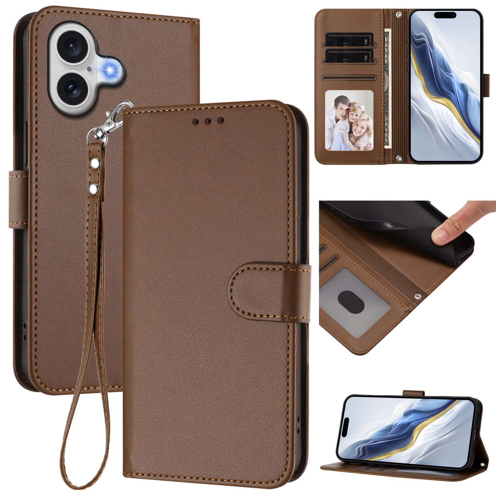 Cover-Discount iPhone 17 Glänzendes Hüllen-Etui: Mit Kartenfächern, Fotofenster, Handschlaufe und Standfunktion - eleganter Schutz für dein Smartphone.