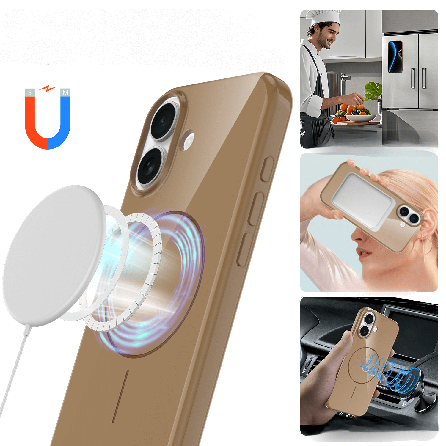 Das Cover-Discount iPhone 17 - Unifarbenes Backcover mit MagSafe ermöglicht das Anbringen eines magnetischen Ladegeräts für die freihändige Nutzung des Telefons in der Küche, im Auto oder überall im täglichen Leben.