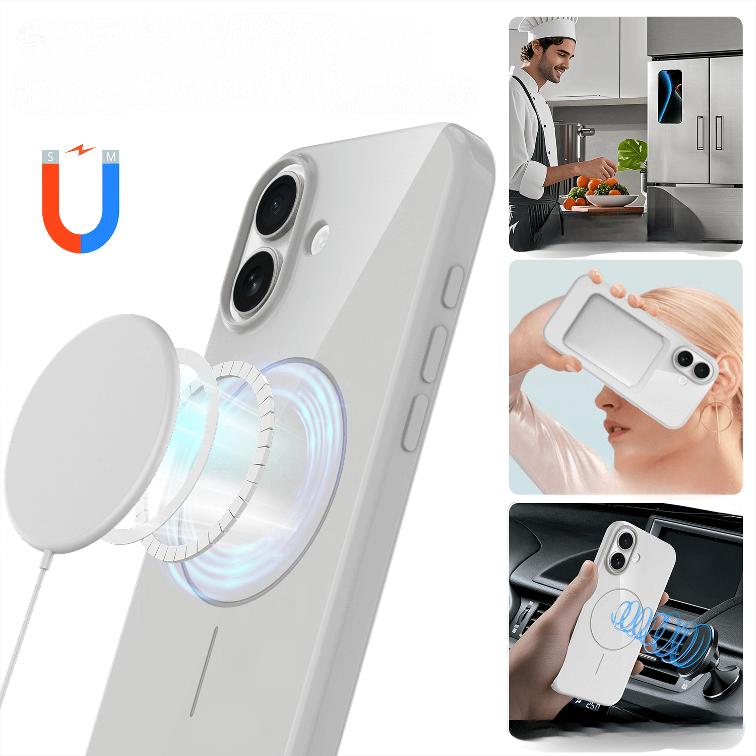 Mit dem Cover-Discount iPhone 17 - Unifarbenes Backcover mit MagSafe können Sie ein magnetisches Handy-Ladegerät anbringen und Ihr Telefon in der Küche, im Auto oder bequem mit einer Hand freihändig benutzen.