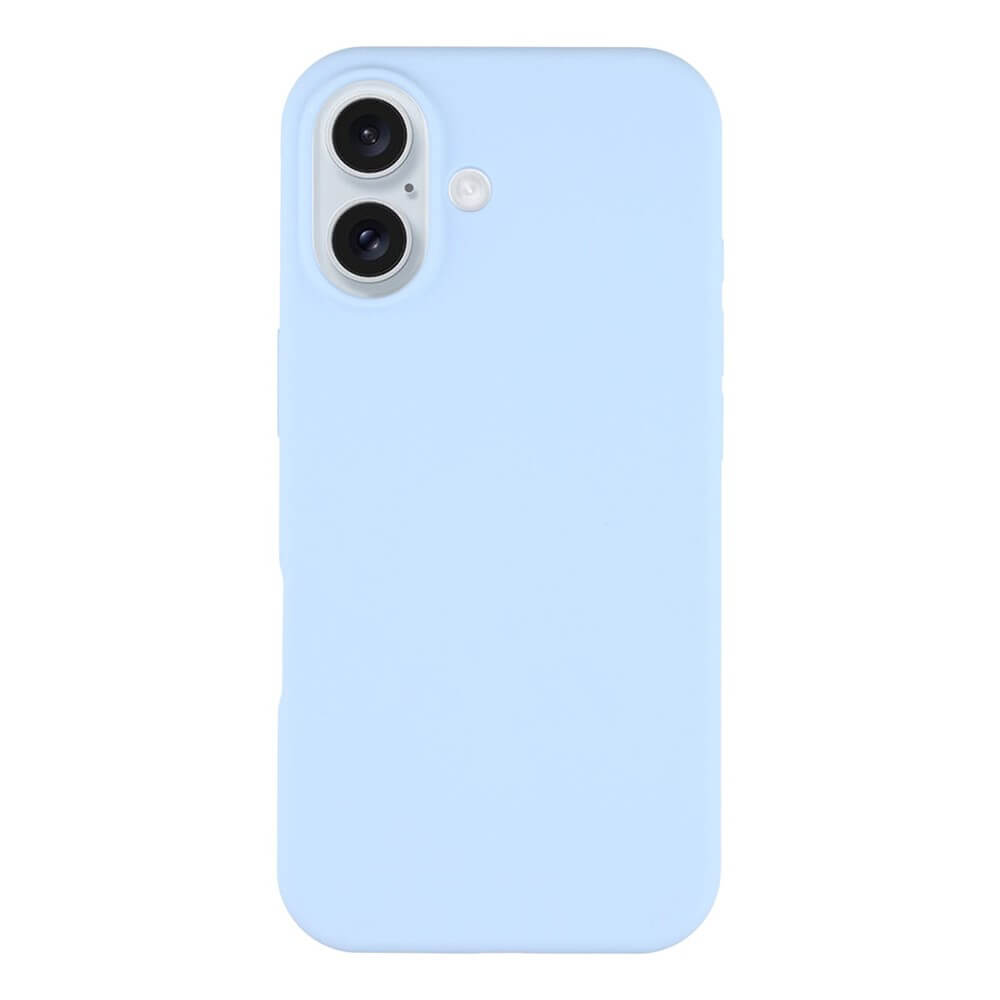 Die Cover-Discount iPhone 17 - Solide Silikonhülle in Hellblau verfügt über ein Soft-Touch-Finish und bietet einen schlanken Schutz, der sich perfekt um die beiden rückwärtigen Kameras und den Blitz herum an Ihr Telefon anpasst.
