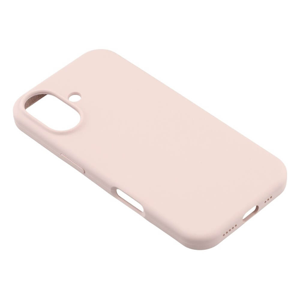 Die iPhone 17 - Solide Silikonhülle von Cover-Discount in zartem Rosa bietet schlanken Schutz mit präzisen Aussparungen für Kamera, Tasten und Ladeanschluss, präsentiert auf weißem Hintergrund.