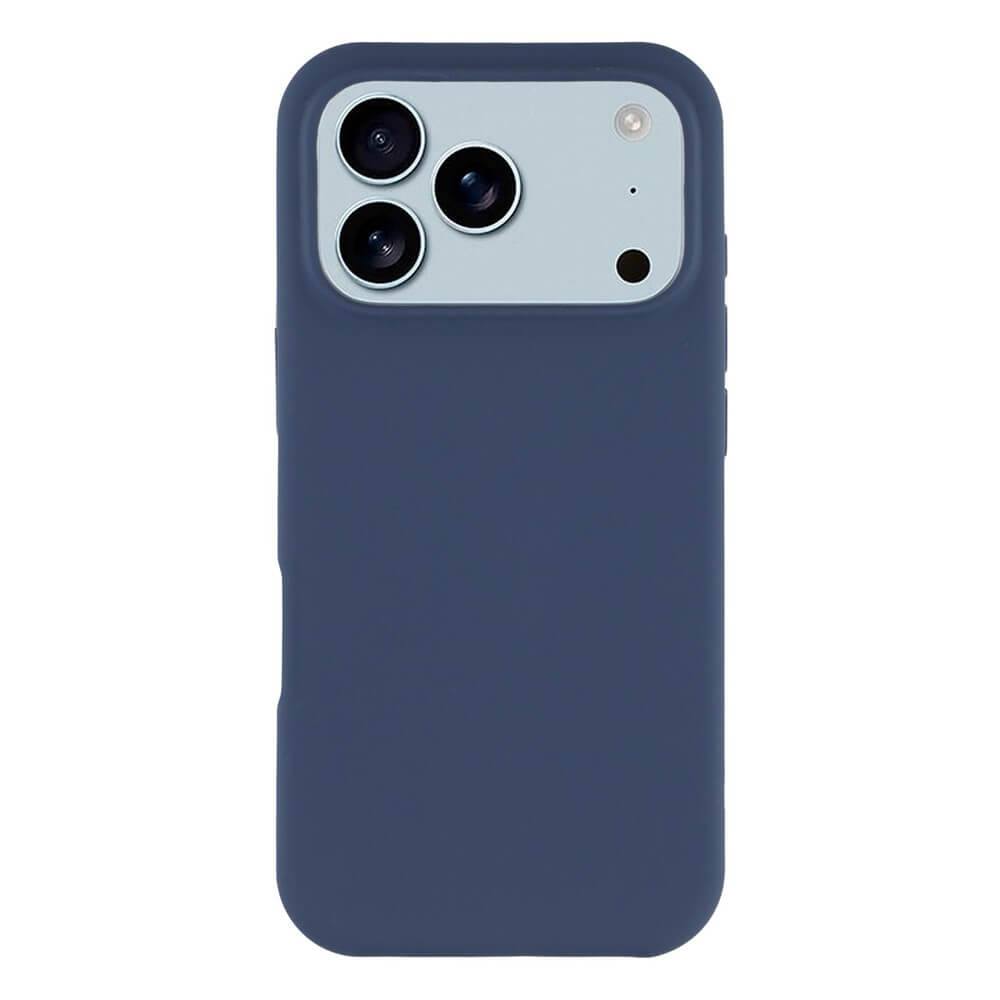 #farbe_dunkelblau|Die iPhone 17 Pro - Solide Silikonhülle von Cover-Discount bietet schlanken Rundumschutz für Ihr Smartphone mit Dual-Kamera und Blitz - als blaue Soft-Touch-Hülle passend für das iPhone 17 Pro.