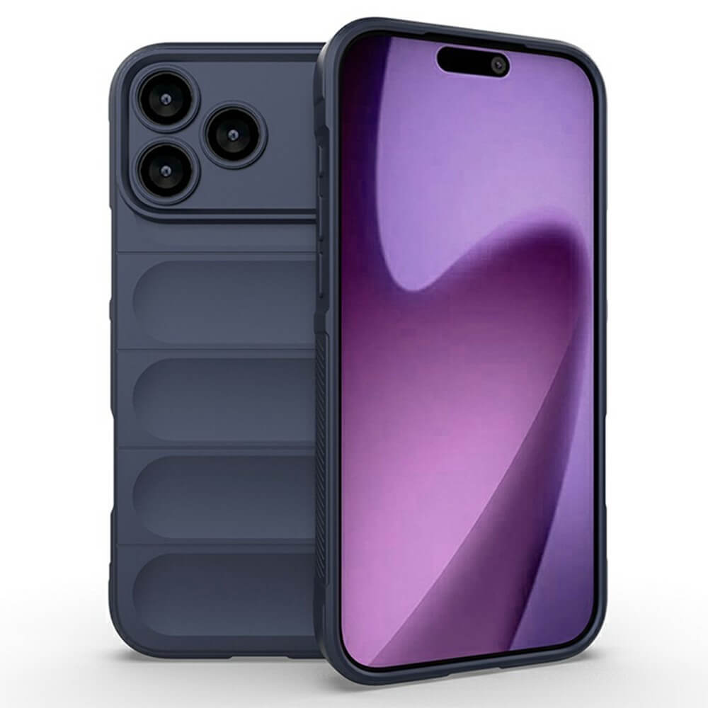 #farbe_blau|Moderne Smartphone-Schutzhülle in Dunkelblau mit matter Streifenstruktur und Kamera in der oberen linken Ecke