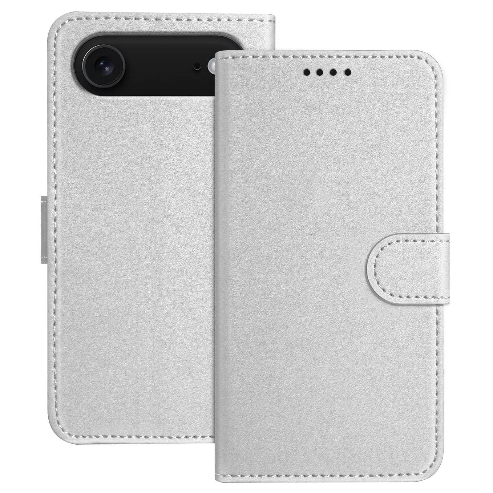 Die offen und geschlossen gezeigte Cover-Discount iPhone 17 Air - Elegante Ledertasche verfügt über Kartenfächer, Magnetverschluss, Standfunktion und eine präzise Kameraaussparung.