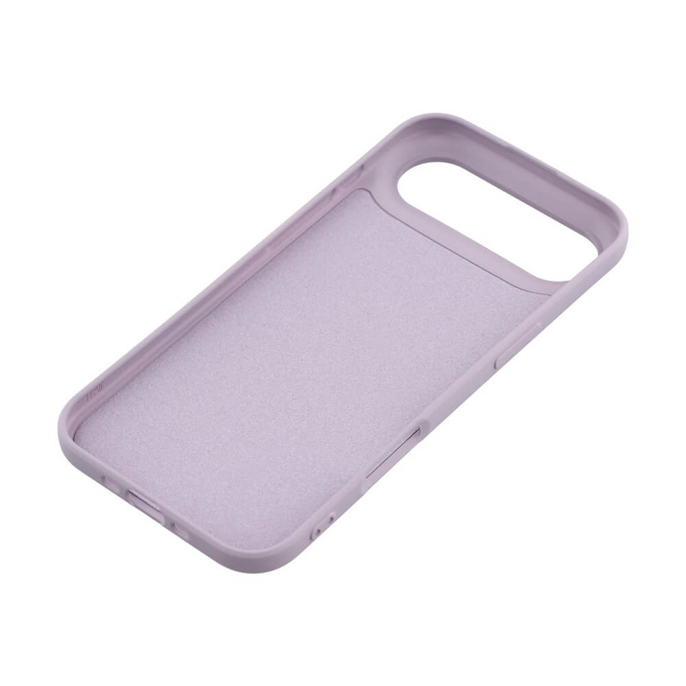 Lavendelfarbene Smartphone-Hülle mit Aussparungen für Tasten und Kamera, schützend und elegant