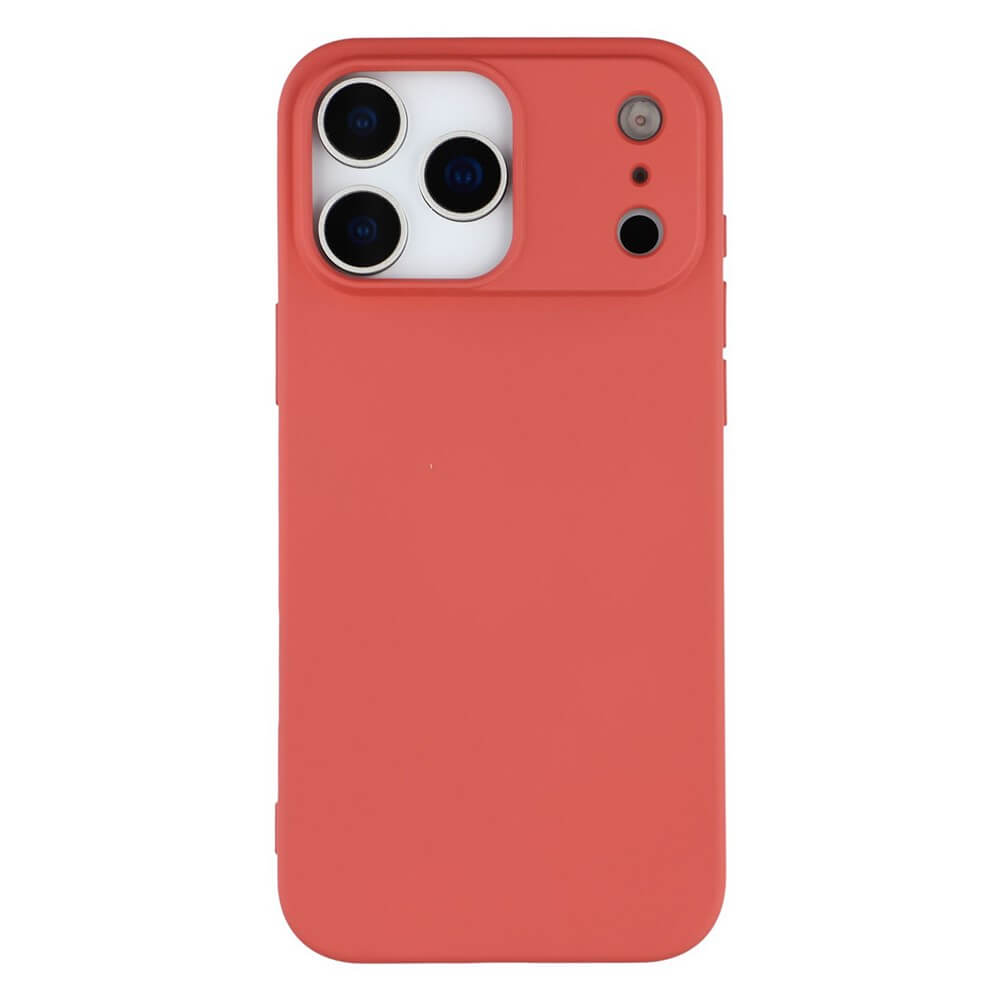 Coralrotes, mattes Smartphone-Case für weißes Smartphone mit Triple-Kamera und präzisen Aussparungen