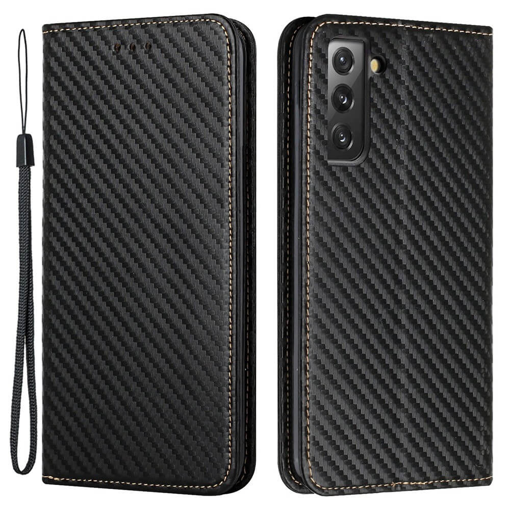 Galaxy S23+ - Carbon Look Flip Case Cover rosa