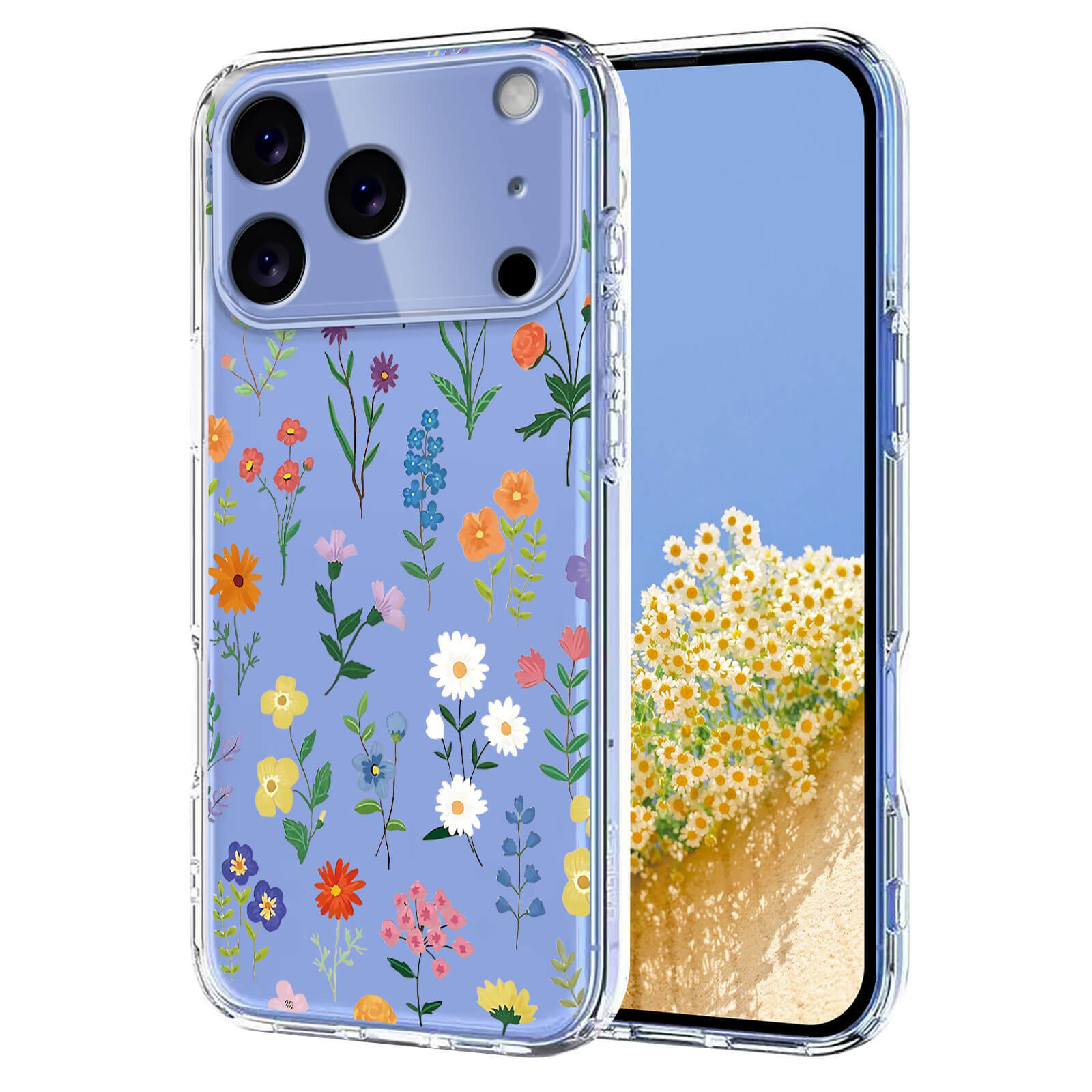 iPhone 17 Pro Max - Silikon Gummi Hülle Blumen