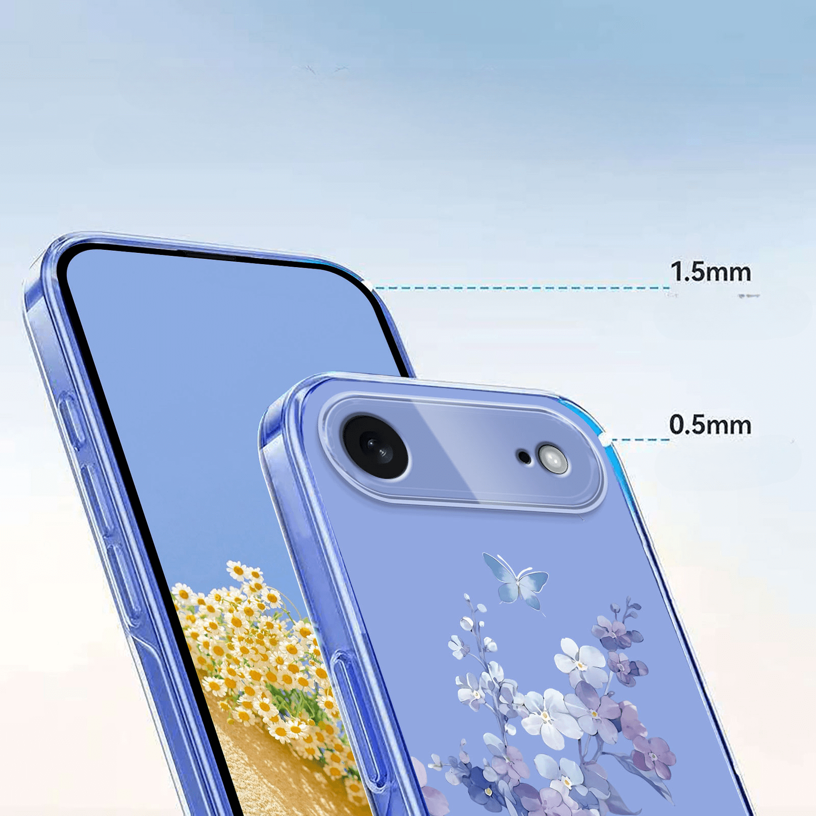 iPhone 17 Air - Custodia in gomma siliconica fiori