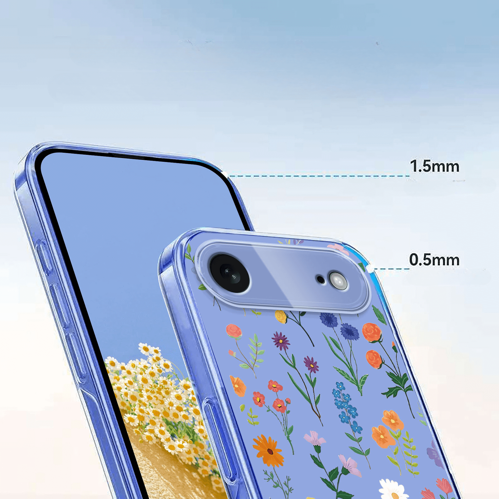 iPhone 17 Air - Custodia in gomma siliconica fiori