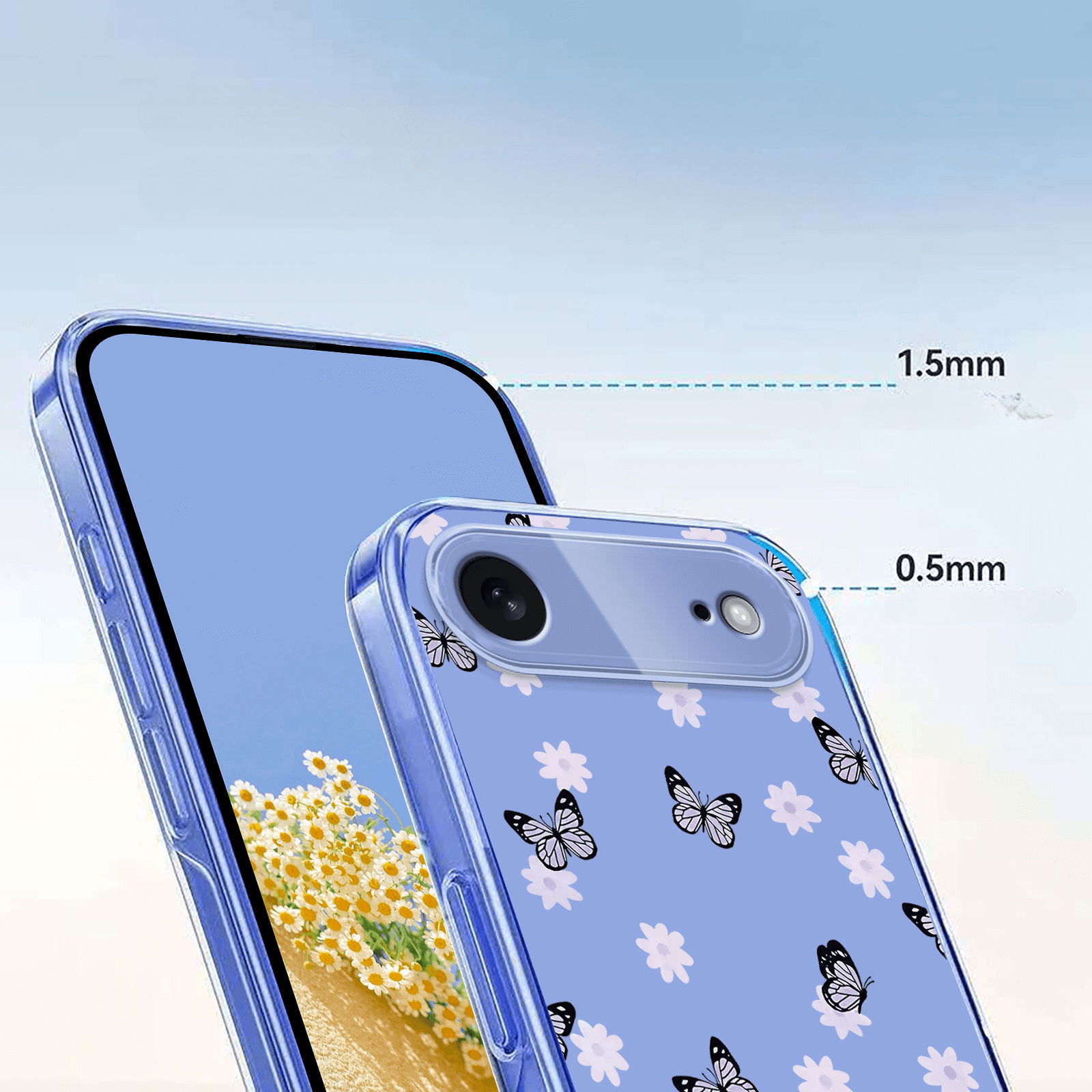 iPhone 17 Air - Custodia in gomma siliconica fiori