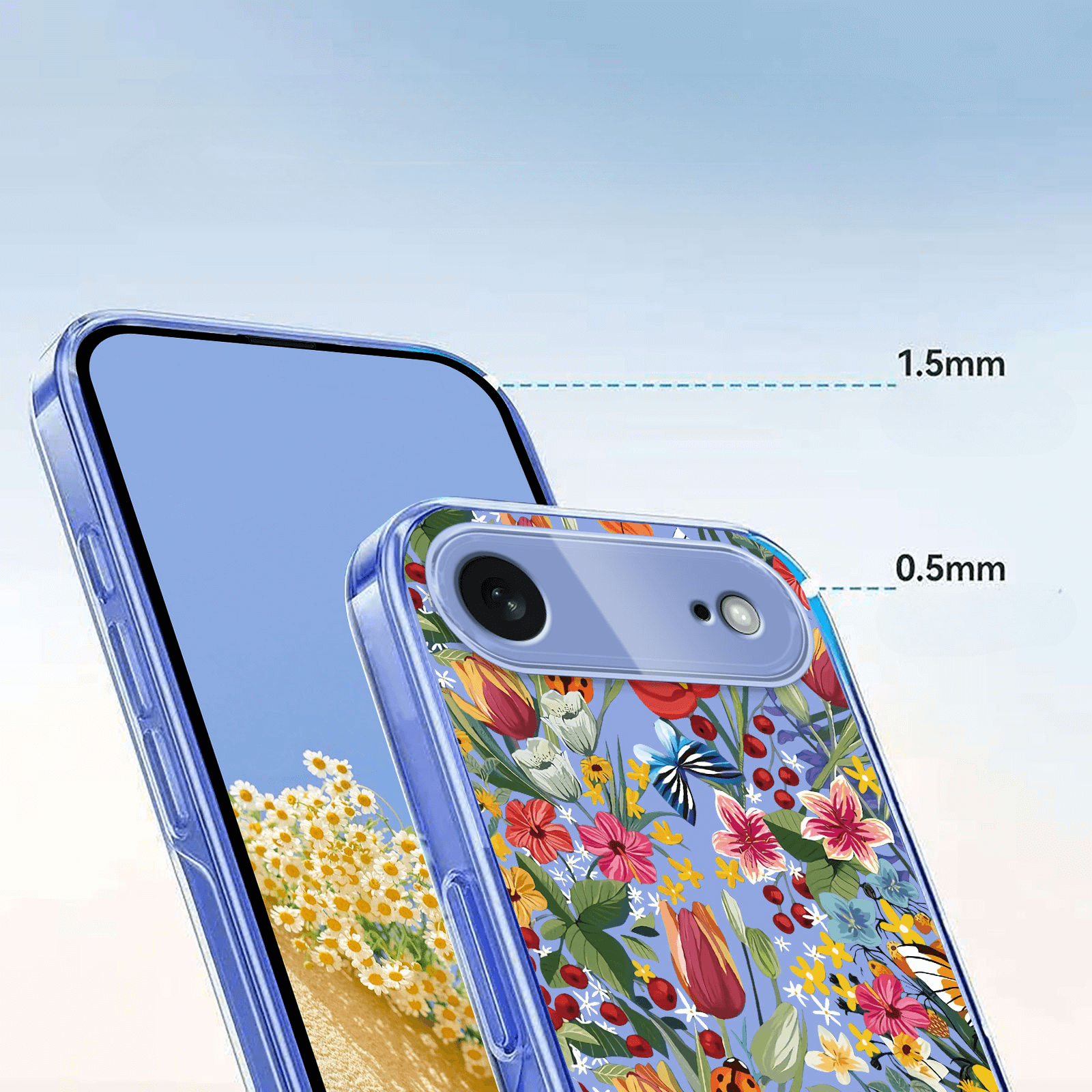 iPhone 17 Air - Custodia in gomma siliconica fiori