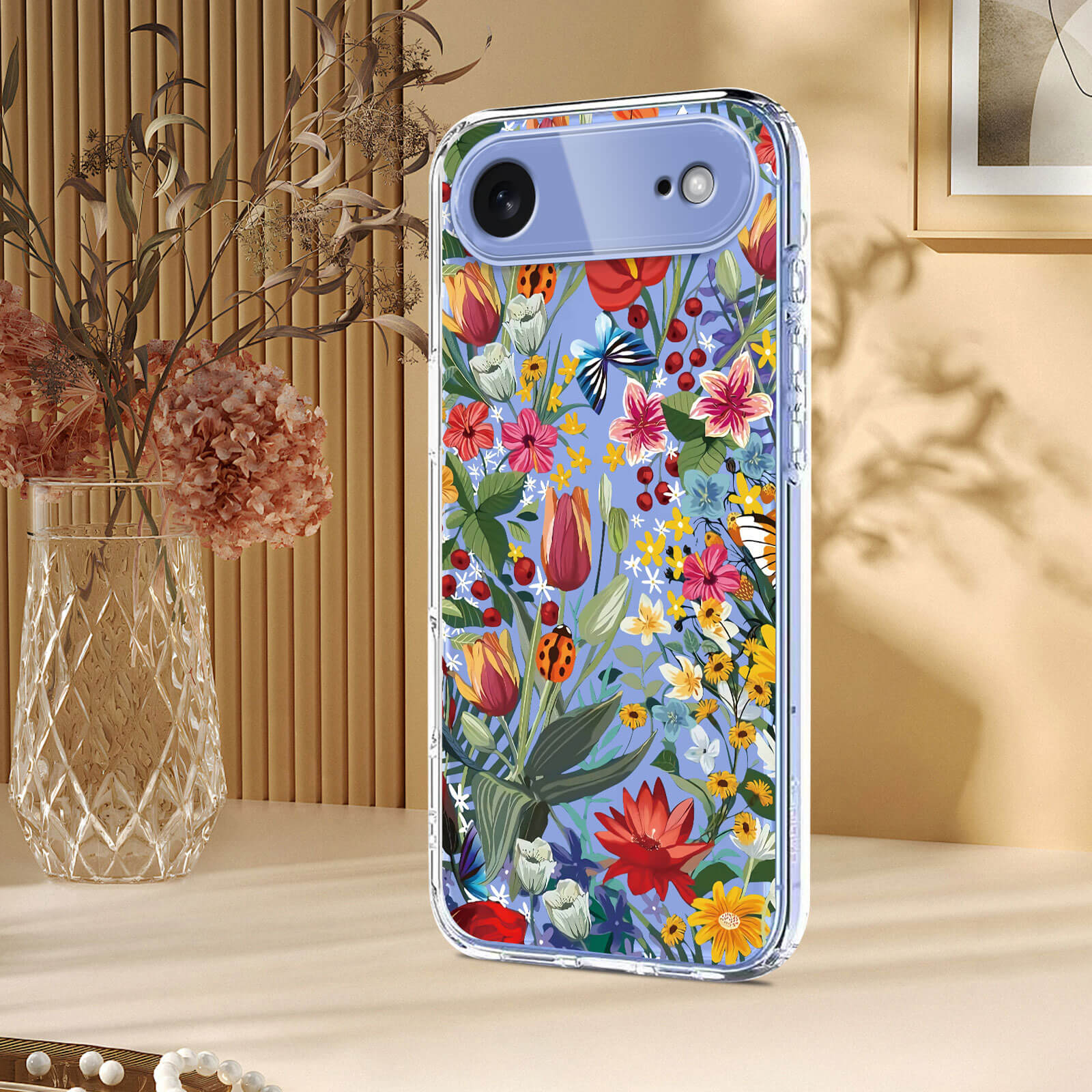 iPhone 17 Air - Custodia in gomma siliconica fiori