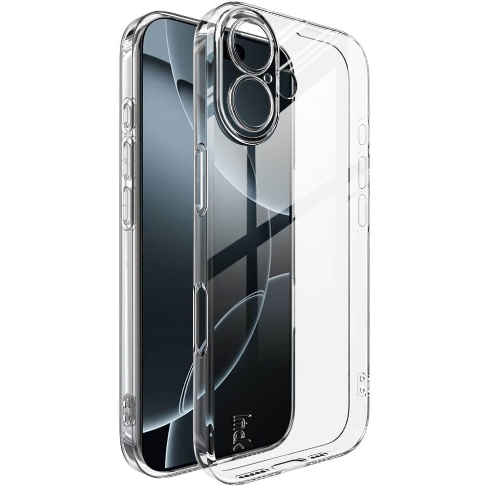 Zwei transparente Handyhüllen, eine auf einem schwarzen Smartphone montiert, die andere leer.
