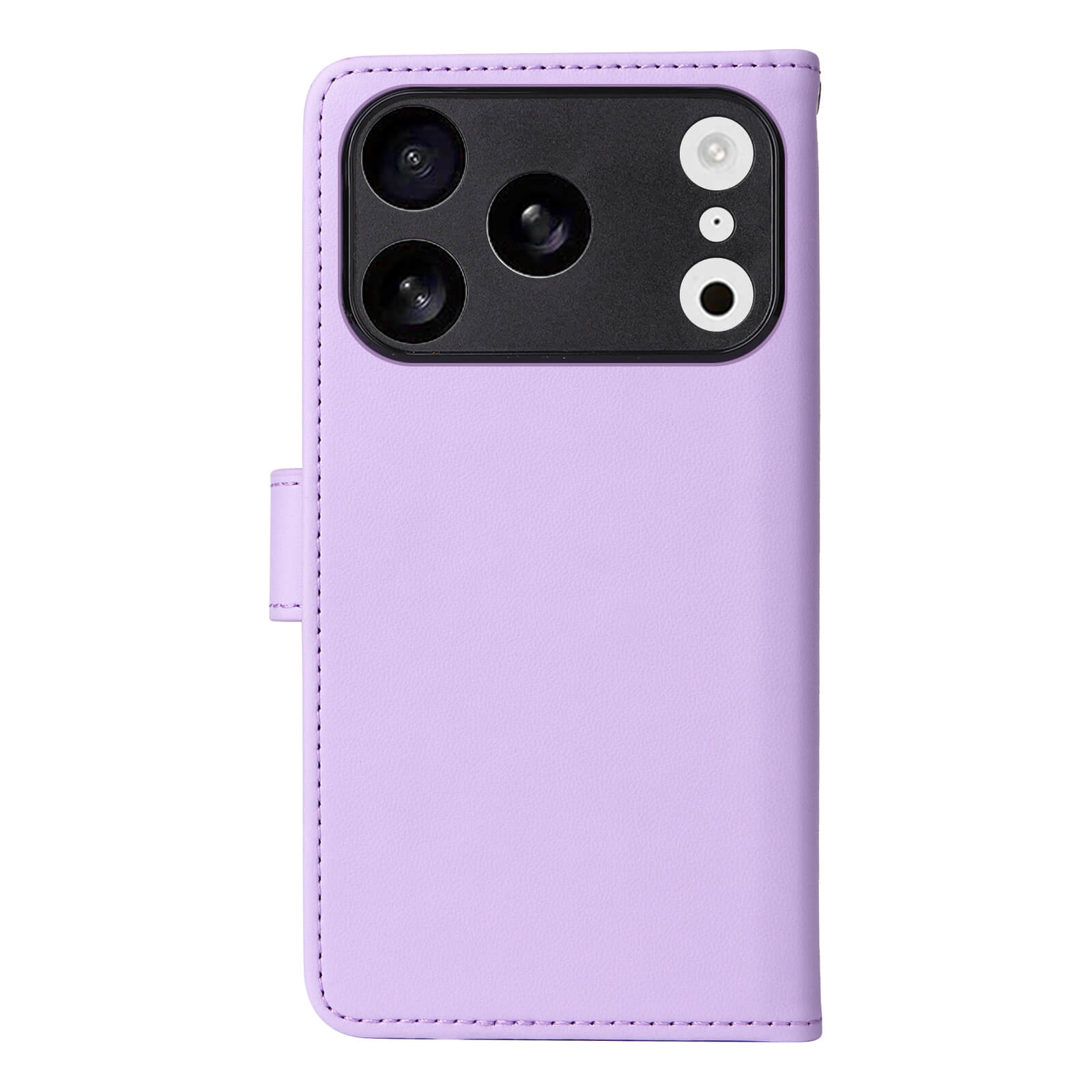 Die Cover-Discount iPhone 17 Pro Teilbare Brieftasche 2-in-1 Handyhülle in Lavendel verfügt über einen Kameraausschnitt und eine seitliche Magnetklappe für sicheren, stilvollen Schutz.