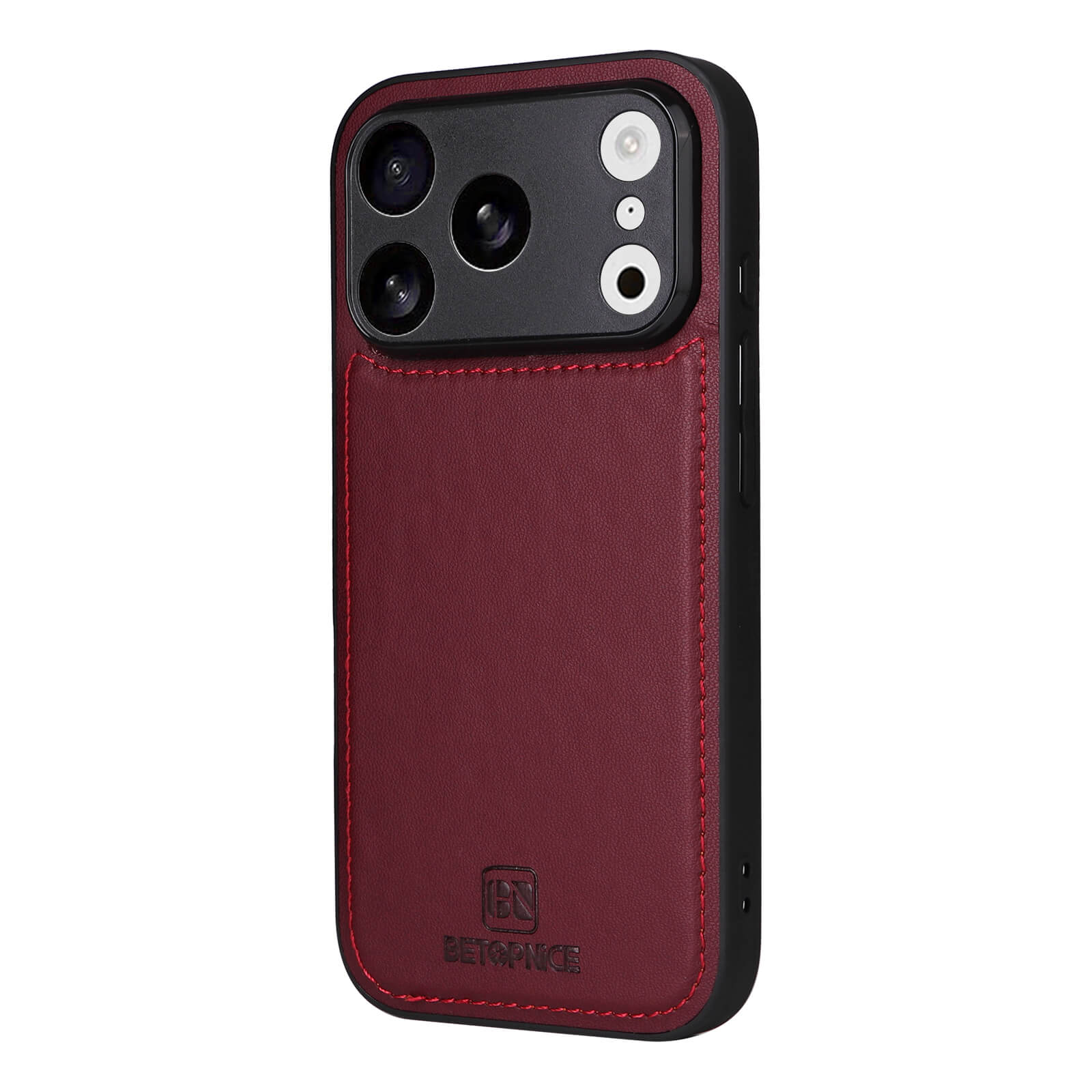 Die Cover-Discount iPhone 17 Pro Teilbare Brieftasche 2-in-1 Handyhülle in Schwarz-Rot bietet Kartenfach, magnetisches Design und Platz für ein iPhone 17 Pro mit drei Rückkameras.