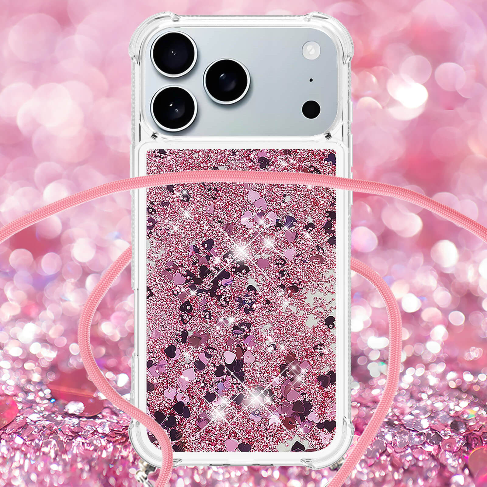 iPhone 17 Pro Max - Glitzer Hülle mit Kordel
