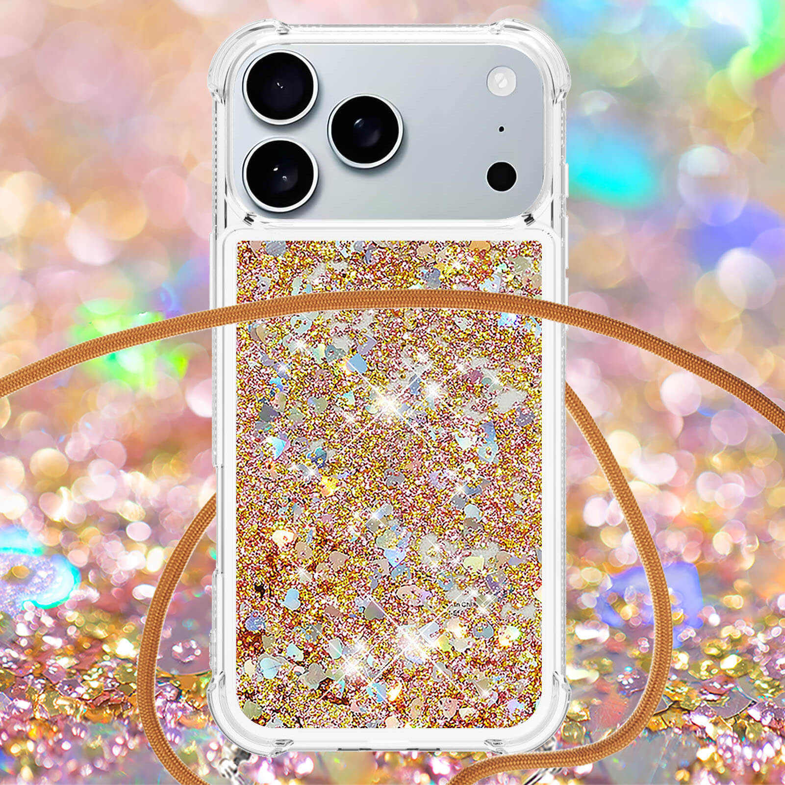 iPhone 17 Pro Max - Glitzer Hülle mit Kordel