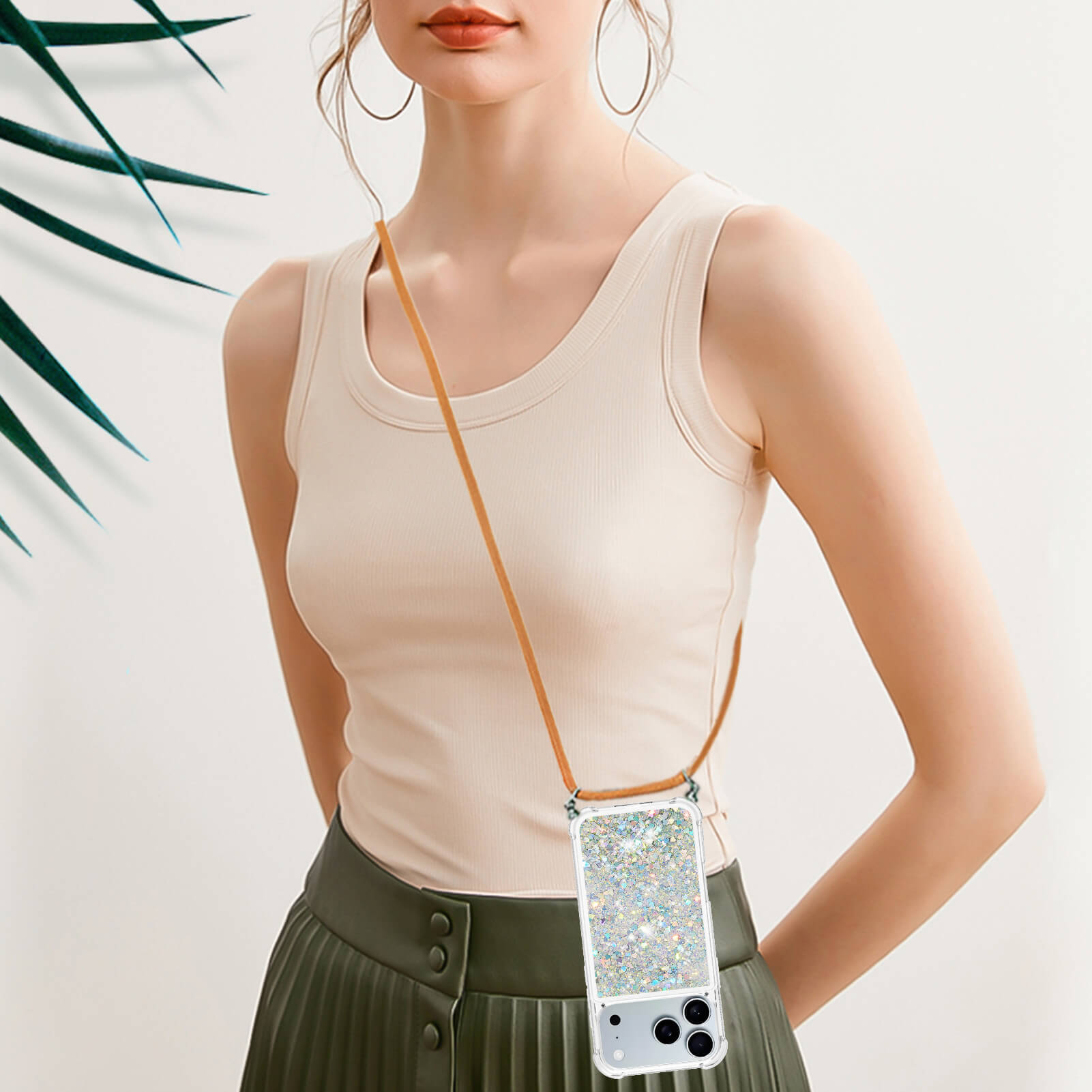 iPhone 17 Pro Max - Glitzer Hülle mit Kordel