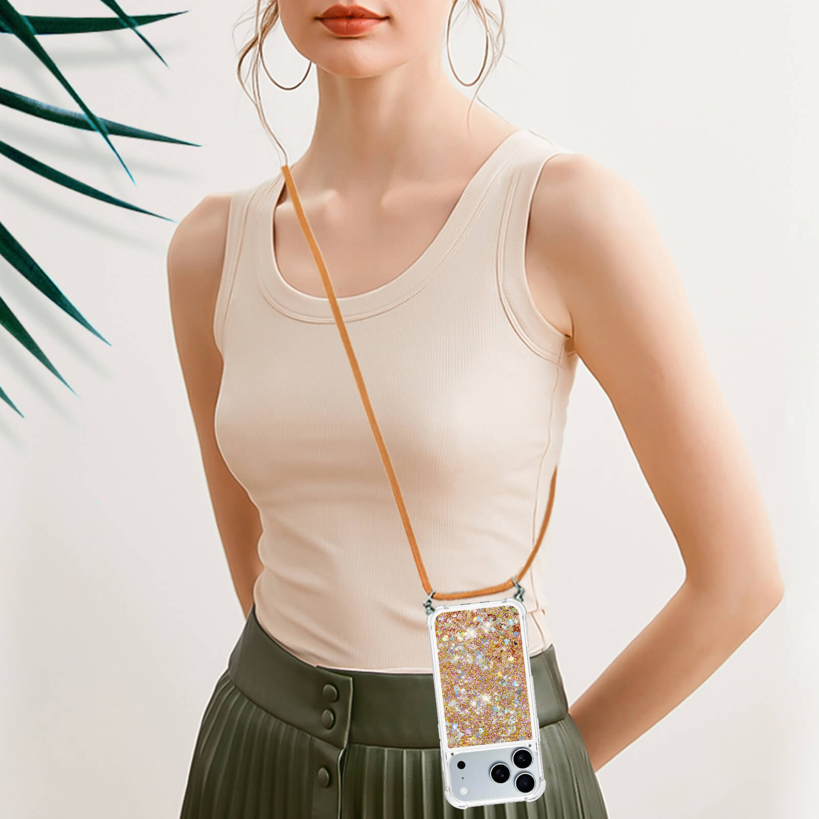 iPhone 17 Pro - Glitzer Hülle mit Kordel