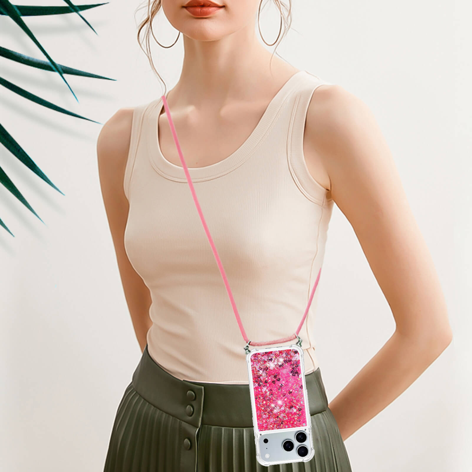 iPhone 17 Pro - Glitzer Hülle mit Kordel